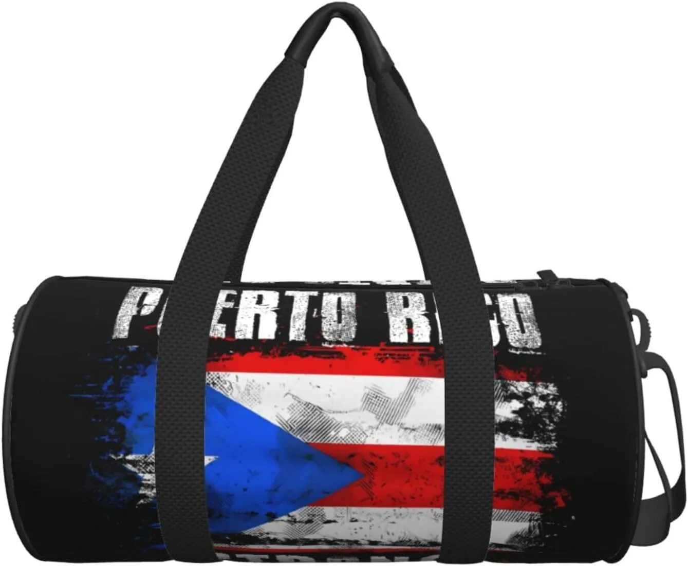 Puerto Rico Strong Graffiti Flag Round Travel Duffel Bag Large Capacity Gym Sports Bags for Hiking Vacation Trips