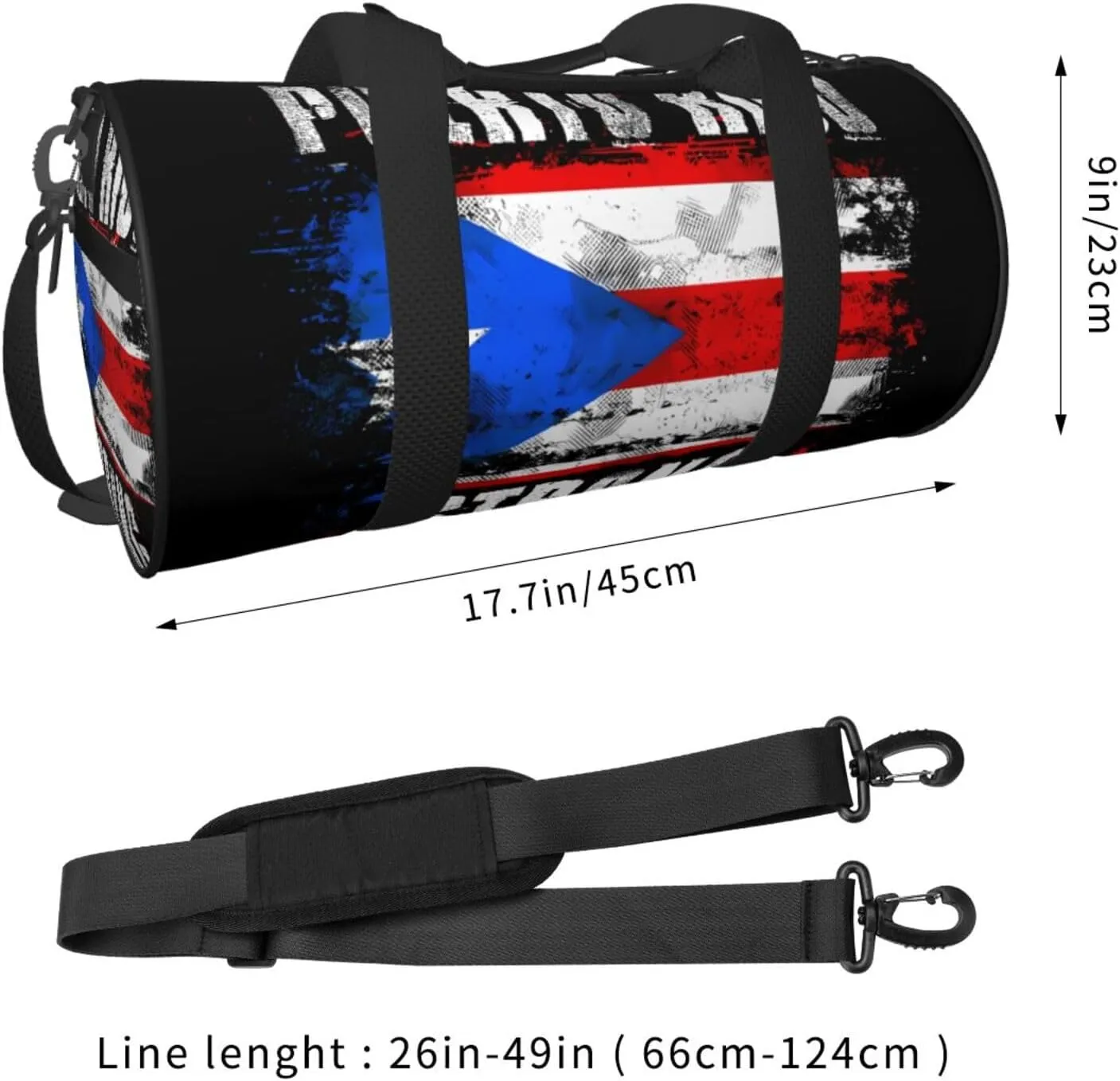 Puerto Rico Strong Graffiti Flag Round Travel Duffel Bag Large Capacity Gym Sports Bags for Hiking Vacation Trips
