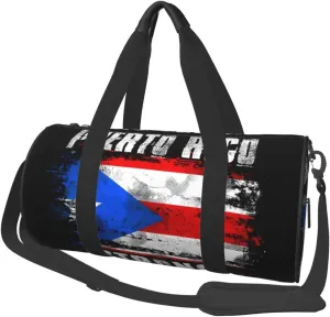 Puerto Rico Strong Graffiti Flag Round Travel Duffel Bag Large Capacity Gym Sports Bags for Hiking Vacation Trips