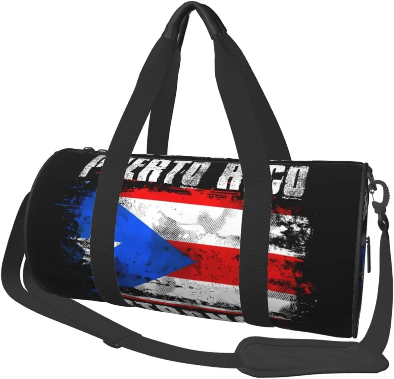 Puerto Rico Strong Graffiti Flag Round Travel Duffel Bag Large Capacity Gym Sports Bags for Hiking Vacation Trips