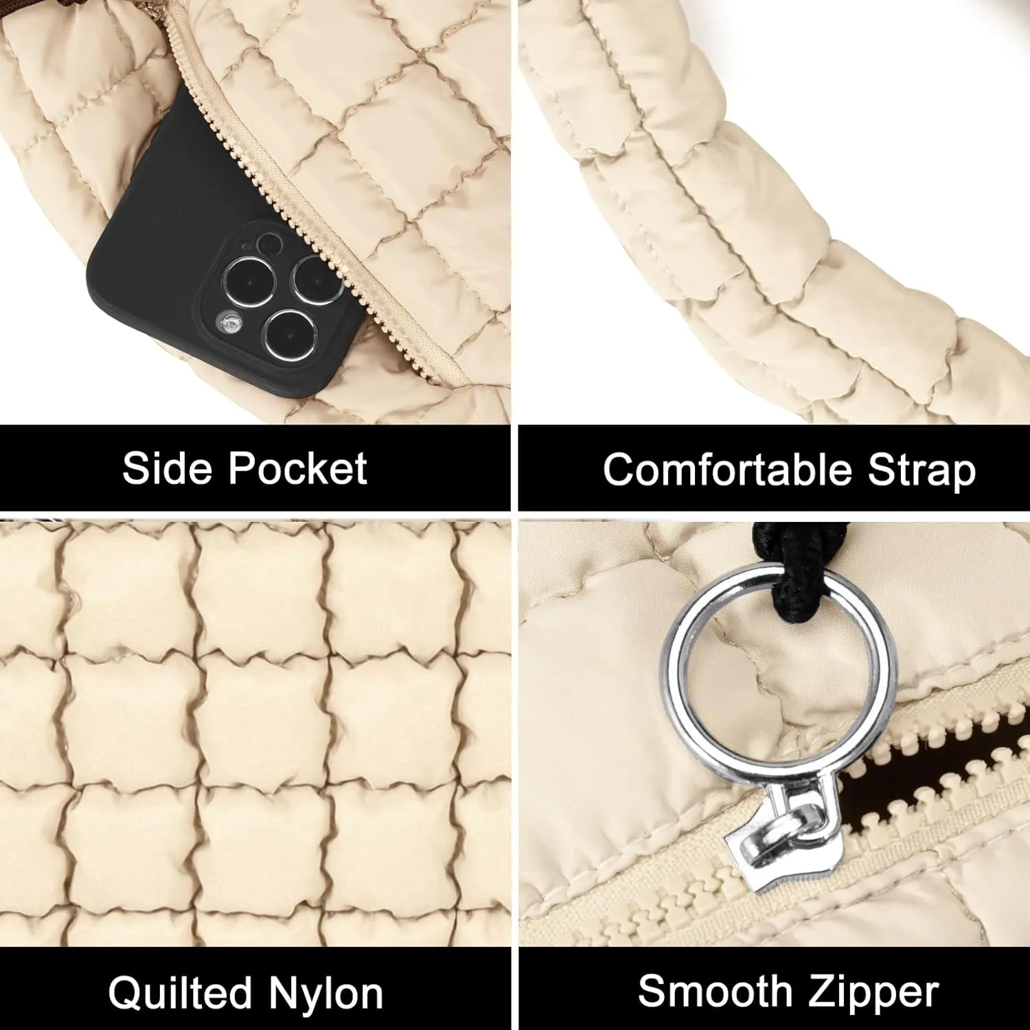 Puffer Tote Bag for Women Large Quilted Puffy Lightweight Carryall Crossbody Tote Bag for Women