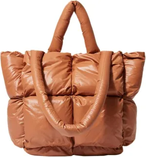 Puffer Tote Bag for Women Quilted Puffy Handbag Light Winter Down Cotton Padded Shoulder Bag Down Padding Tote Bag