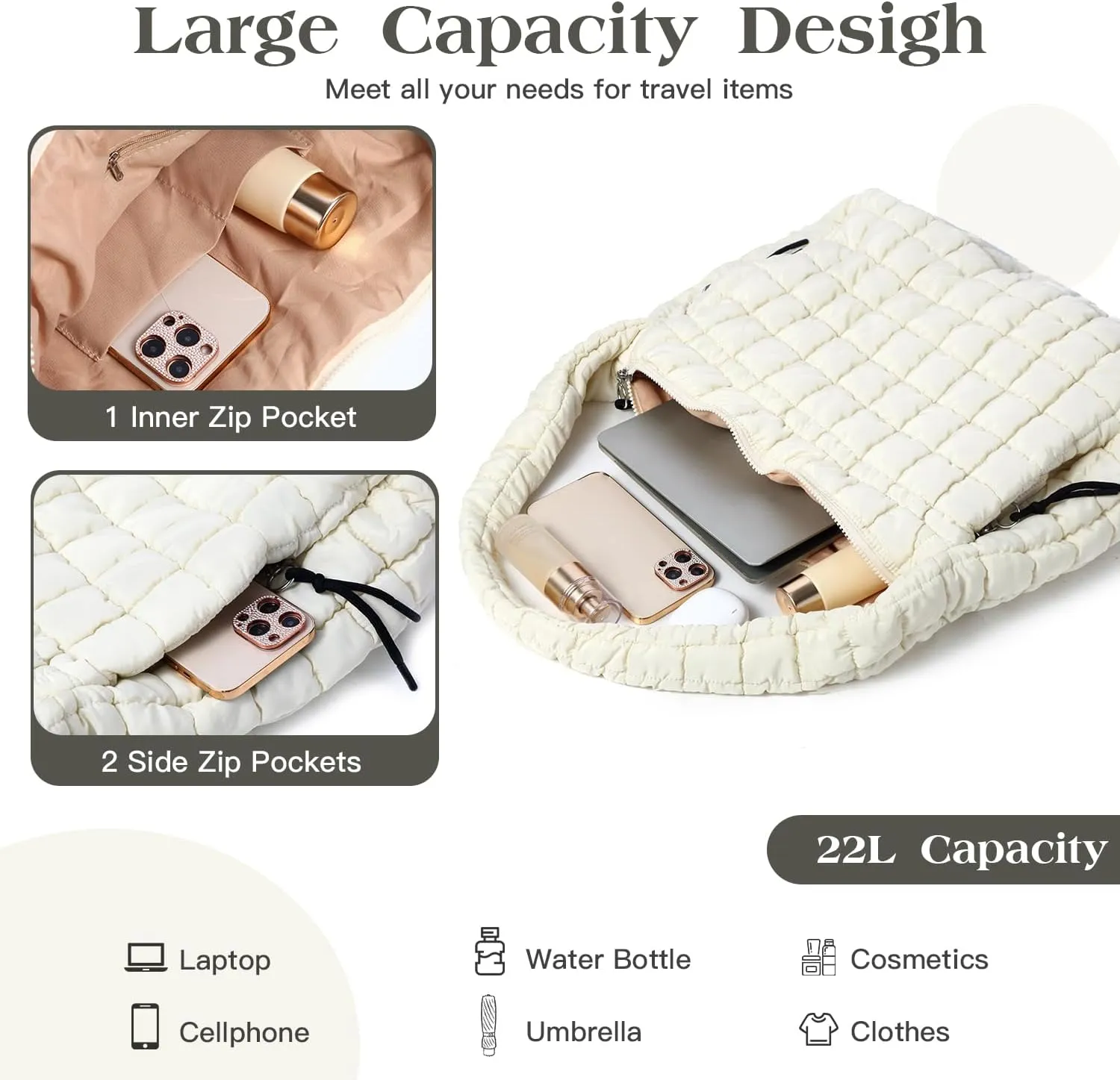 Puffer Tote Bag Large Puffy Tote Bag Quilted Tote Bag Soft Quilted Crossbody Bag Carryall Hobo Handbags for Women Girl