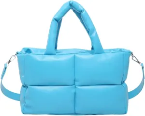 Puffy Handbags Tote Quilted Shoulder Crossbody Bag for Women Soft Vegan Leather Padded Purse
