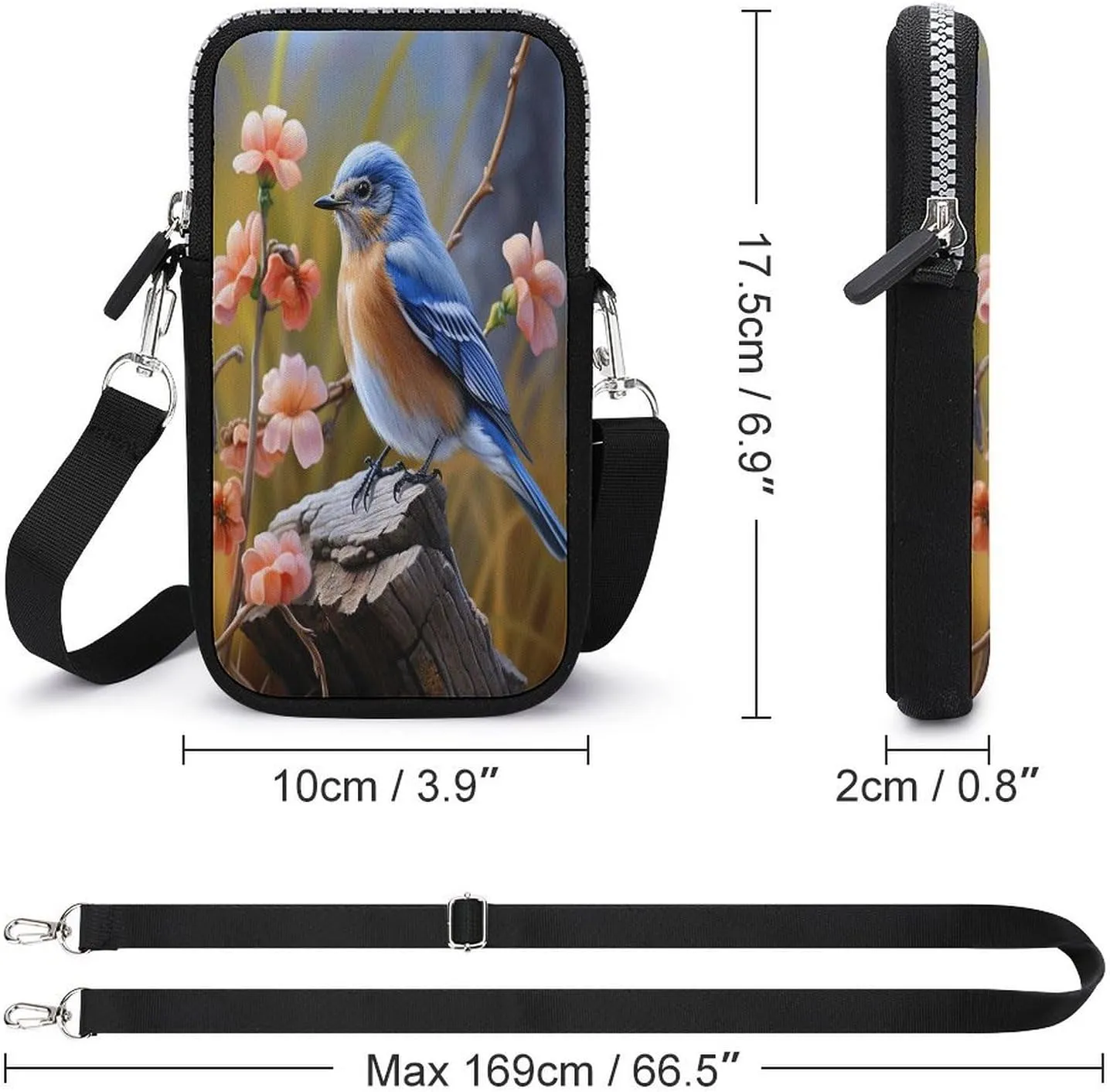 Purple Cute Butterfly Print Small Crossbody Bag for Women,Lightweight Mini Shoulder Bag Wallet Cell Phone Purse For Running,Travel,Commuting