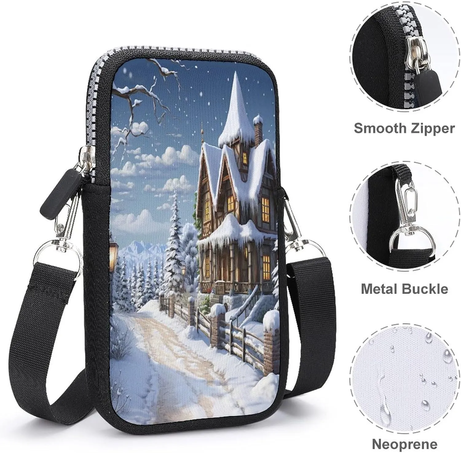 Purple Cute Butterfly Print Small Crossbody Bag for Women,Lightweight Mini Shoulder Bag Wallet Cell Phone Purse For Running,Travel,Commuting