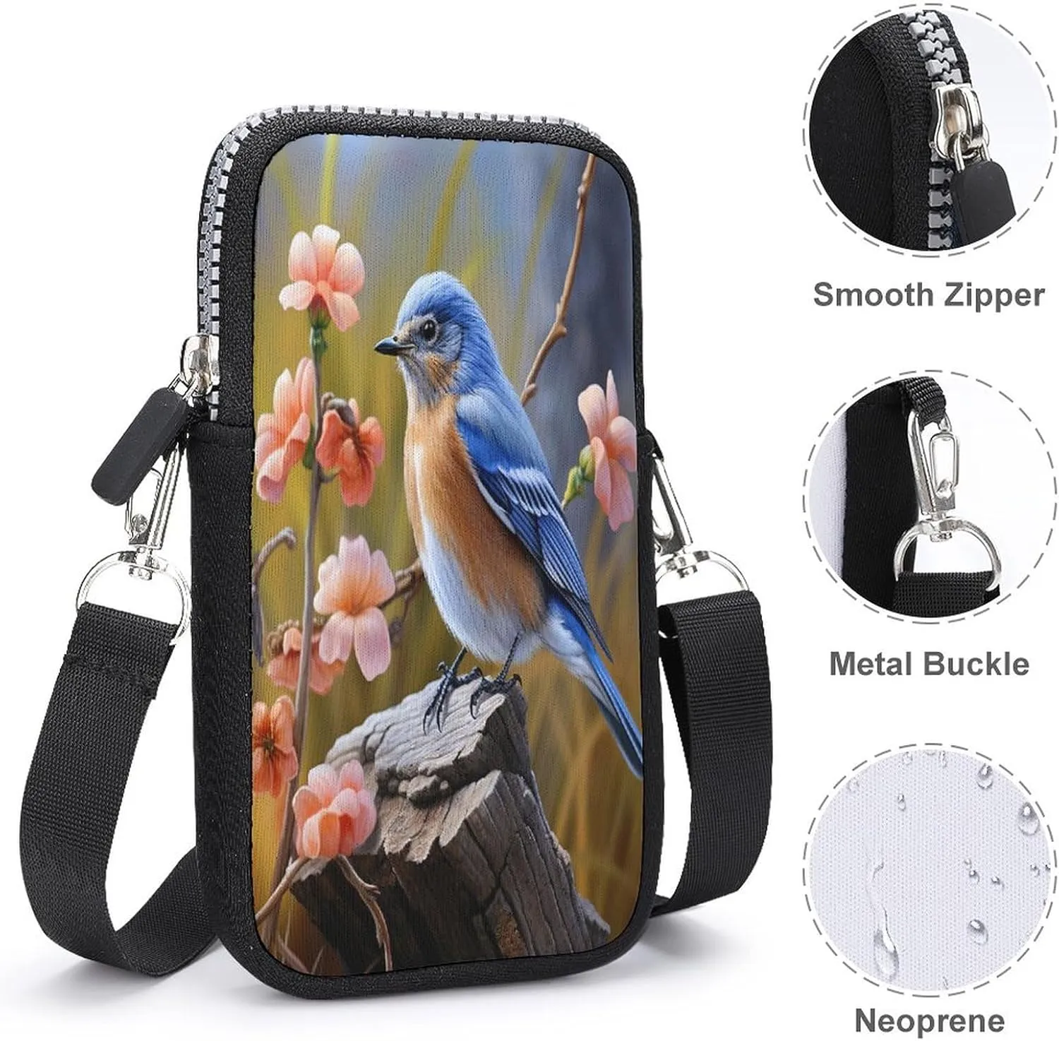Purple Cute Butterfly Print Small Crossbody Bag for Women,Lightweight Mini Shoulder Bag Wallet Cell Phone Purse For Running,Travel,Commuting