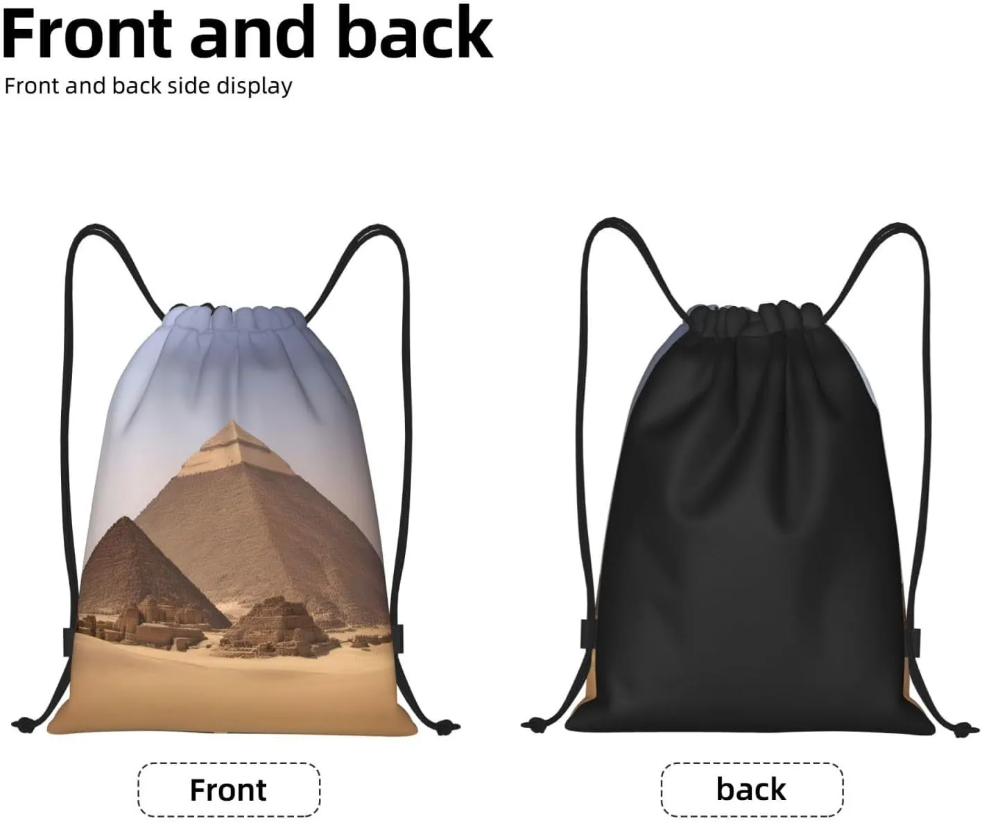 Pyramids of Egypt print Drawstring Backpack Bags Sack Cinch Tote Sport Storage Polyester Bag for Gym Traveling