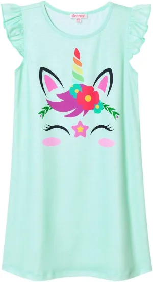 QPANCY Girls Nightgowns Princess Nightdress Cotton Sleepwear Pajamas Dress for Kids