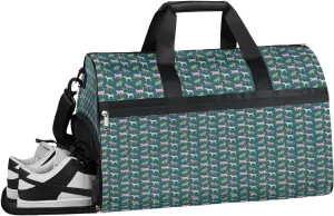 QsirBC Animals Motifs Gym Bag for Women Duffle Tote with Shoes Compartment Men Weekender Duffel For Travel Sports Swimming Overnight