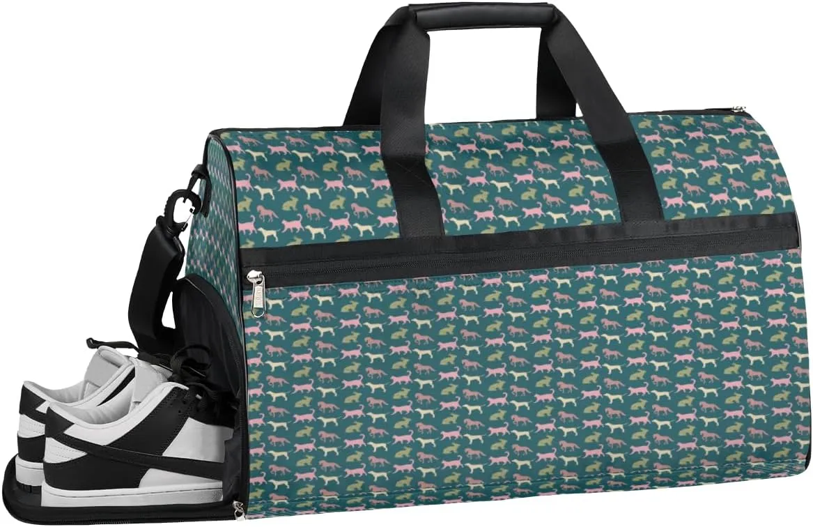 QsirBC Animals Motifs Gym Bag for Women Duffle Tote with Shoes Compartment Men Weekender Duffel For Travel Sports Swimming Overnight