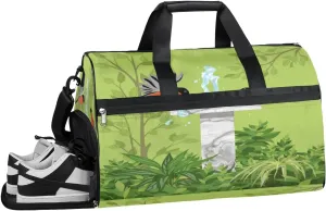 QsirBC Fountain Birds Gym Bag for Women Duffle Tote with Shoes Compartment Men Weekender Duffel For Travel Sports Swimming Overnight
