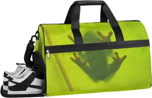 QsirBC Frog Shadow Pattern Gym Bag for Women Duffle Tote with Shoes Compartment Men Weekender Duffel For Travel Sports Swimming Overnight