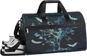 QsirBC Fun Skull Theme Gym Bag for Women Duffle Tote with Shoes Compartment Men Weekender Duffel