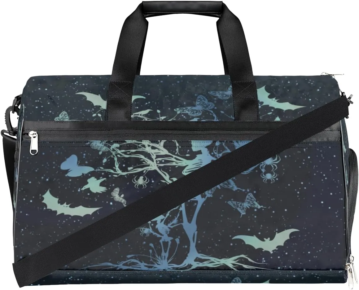 QsirBC Fun Skull Theme Gym Bag for Women Duffle Tote with Shoes Compartment Men Weekender Duffel