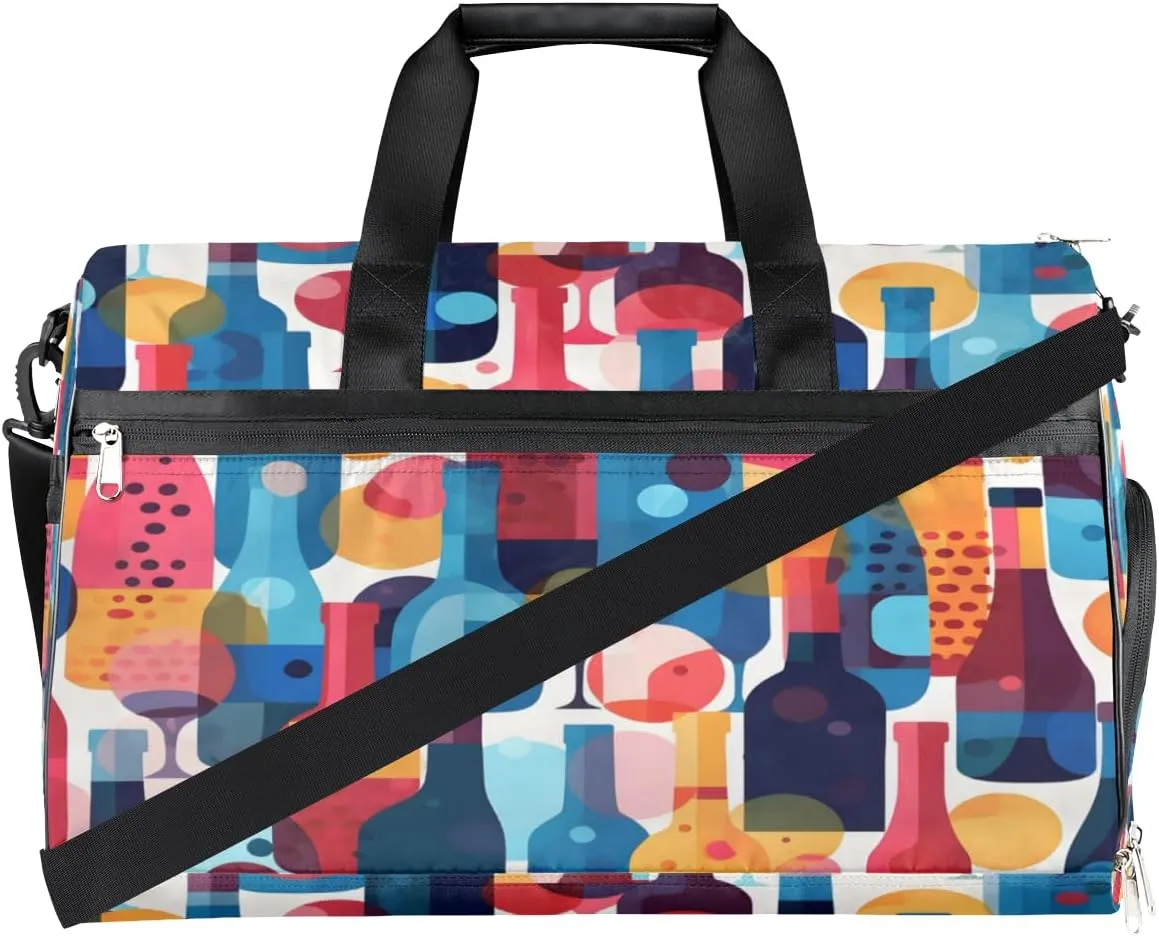 QsirBC Fun Skull Theme Gym Bag for Women Duffle Tote with Shoes Compartment Men Weekender Duffel