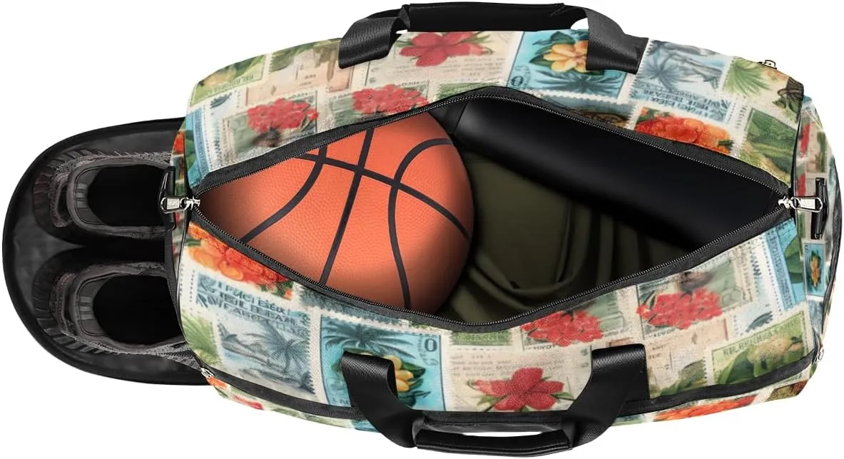 QsirBC Fun Skull Theme Gym Bag for Women Duffle Tote with Shoes Compartment Men Weekender Duffel