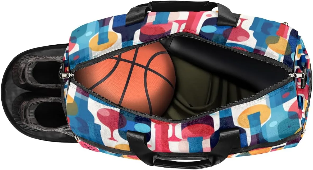 QsirBC Fun Skull Theme Gym Bag for Women Duffle Tote with Shoes Compartment Men Weekender Duffel