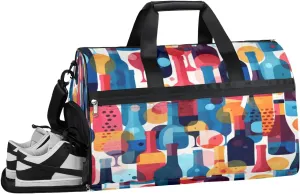 QsirBC Fun Skull Theme Gym Bag for Women Duffle Tote with Shoes Compartment Men Weekender Duffel
