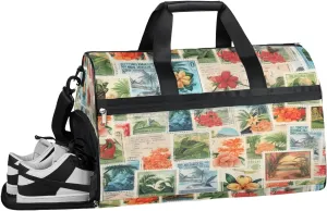 QsirBC Fun Skull Theme Gym Bag for Women Duffle Tote with Shoes Compartment Men Weekender Duffel
