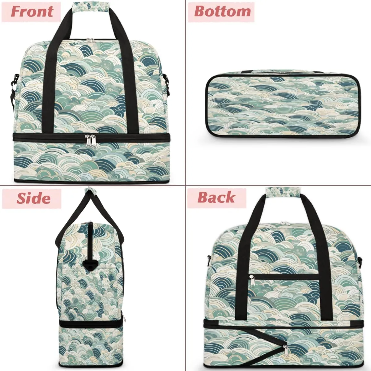 QsirBC Modern Eiffel Tower Design Gym Bag for Women Duffle Tote with Shoes Compartment Men Weekender Duffel