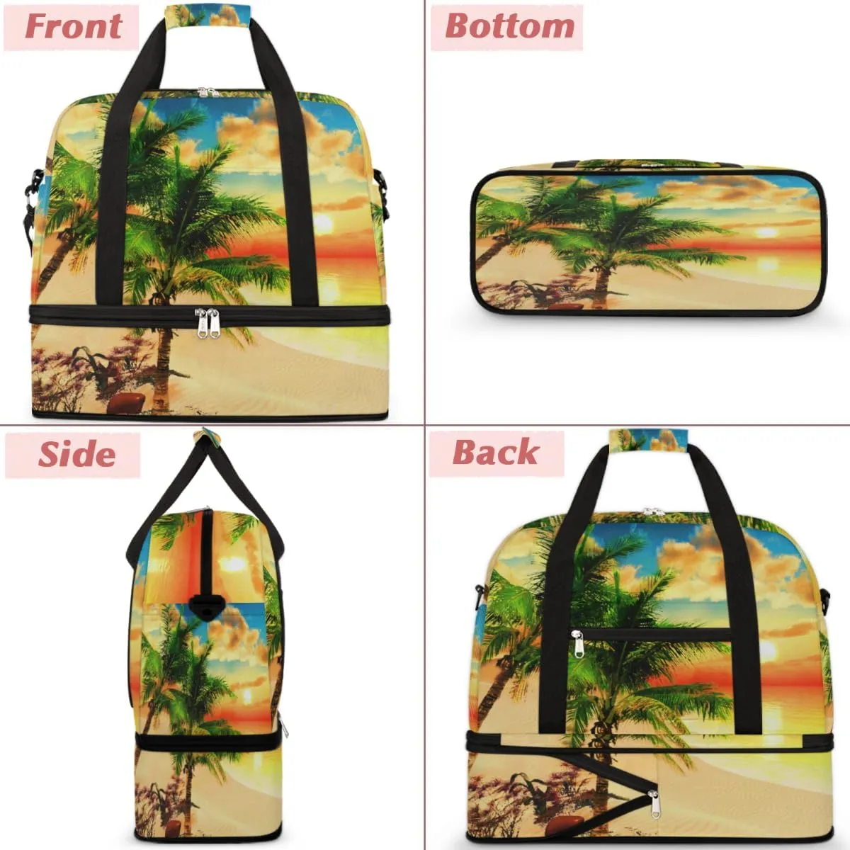 QsirBC Modern Eiffel Tower Design Gym Bag for Women Duffle Tote with Shoes Compartment Men Weekender Duffel