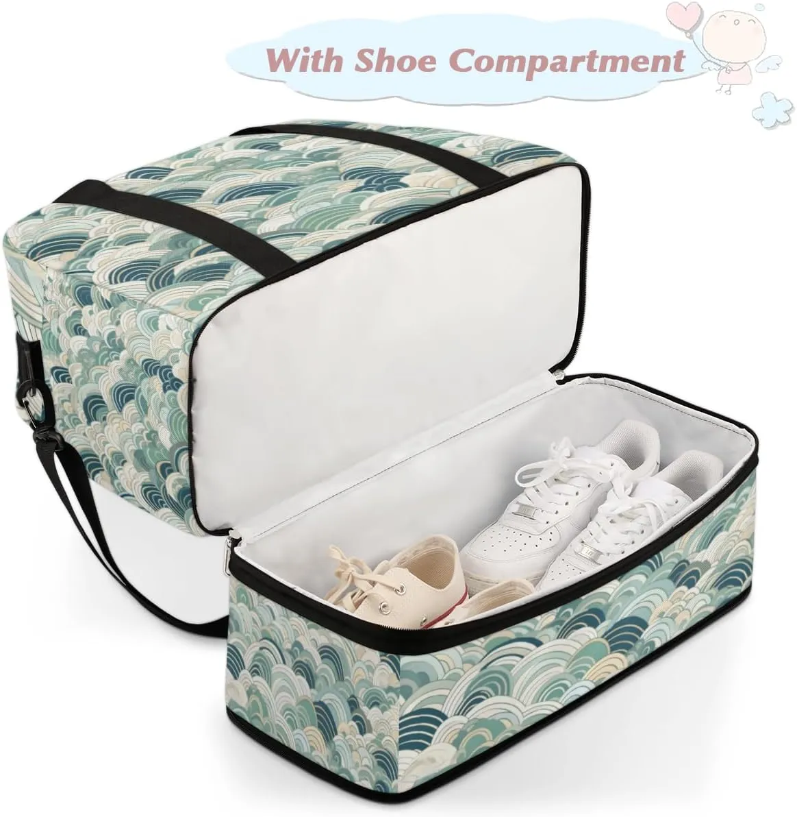 QsirBC Modern Eiffel Tower Design Gym Bag for Women Duffle Tote with Shoes Compartment Men Weekender Duffel