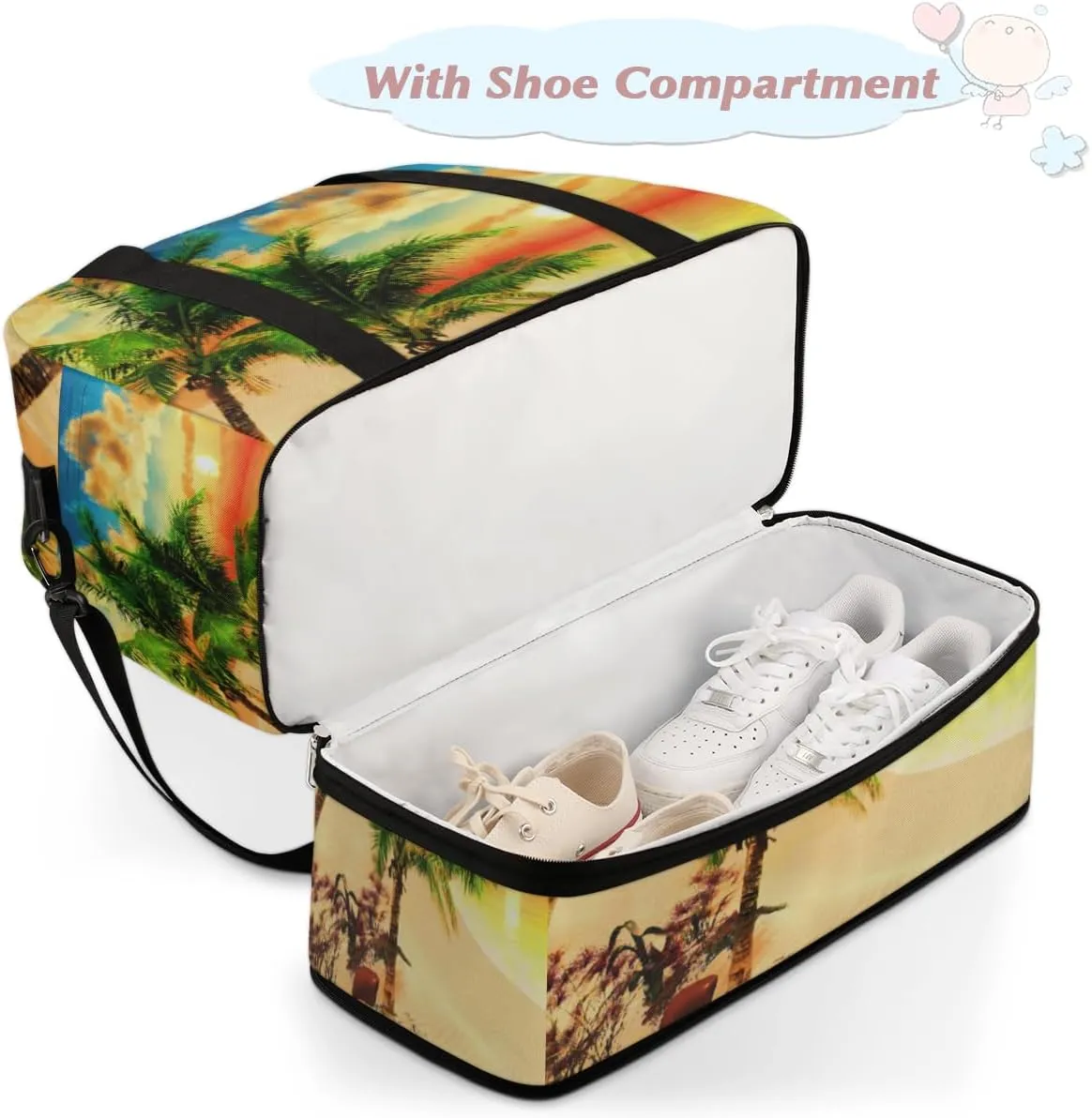 QsirBC Modern Eiffel Tower Design Gym Bag for Women Duffle Tote with Shoes Compartment Men Weekender Duffel