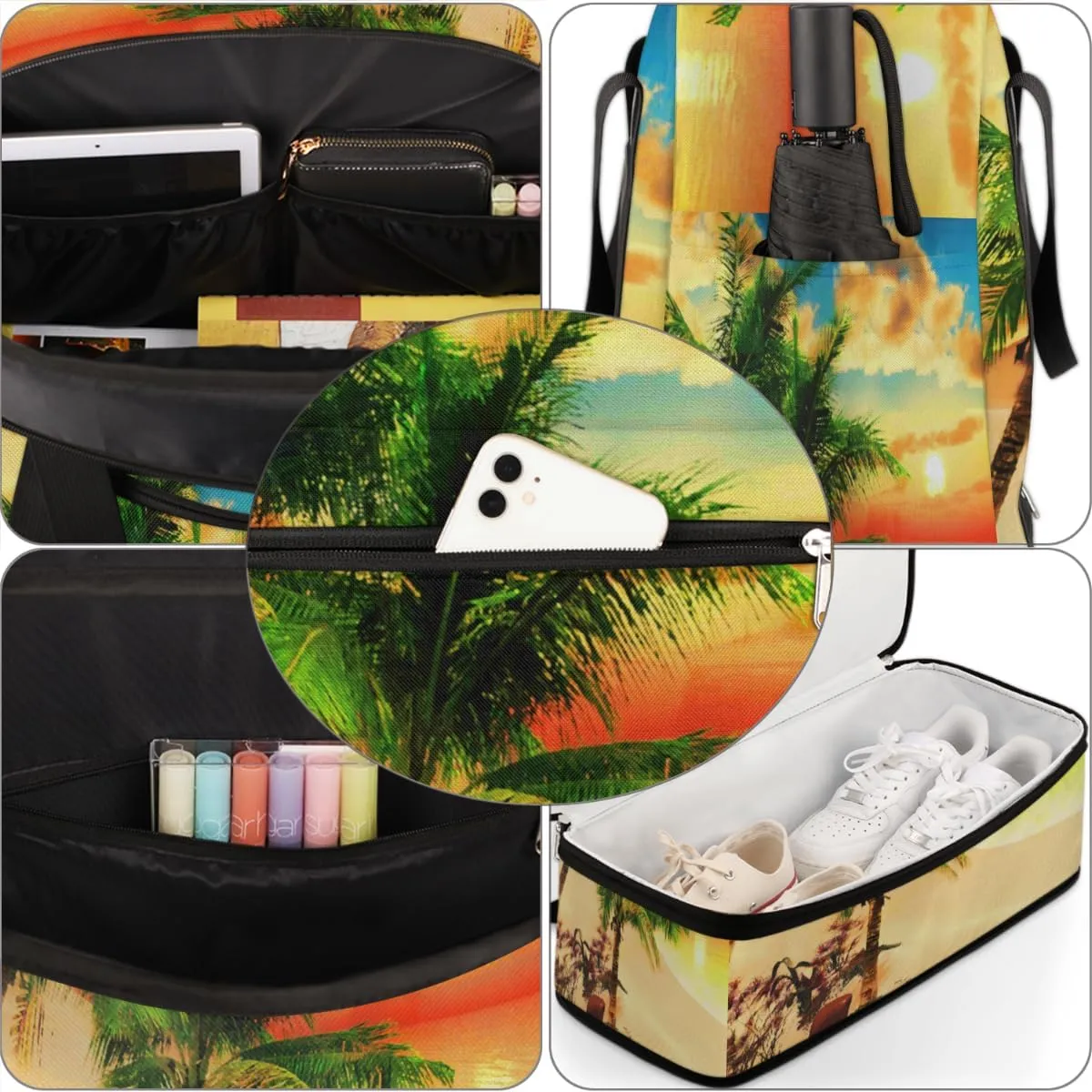 QsirBC Modern Eiffel Tower Design Gym Bag for Women Duffle Tote with Shoes Compartment Men Weekender Duffel