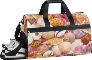 QsirBC Shellfish Gym Bag for Women Duffle Tote with Shoes Compartment Men Weekender Duffel For Travel Sports Swimming Overnight