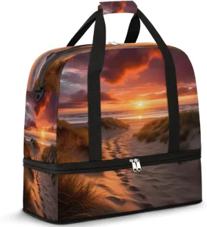 QsirBC Summer Sandy Beach Style Gym Bag for Women Duffle Tote with Shoes Compartment Men Weekender Duffel