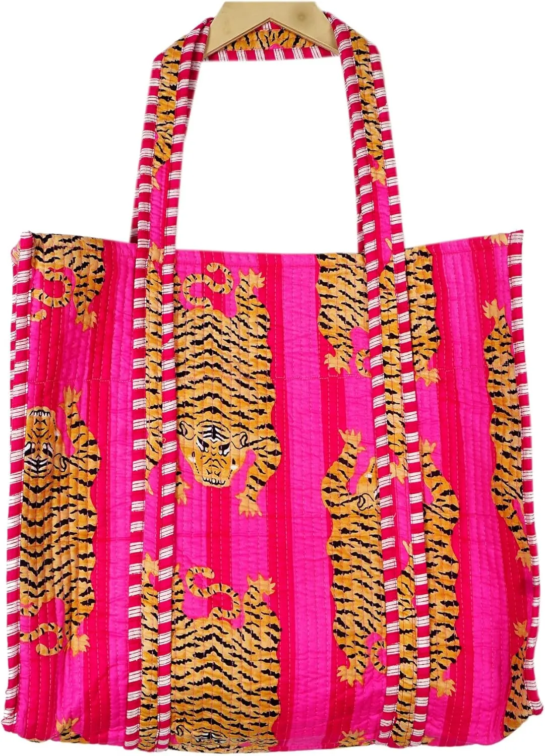 Quilted Cotton Hand printed Reversible Large multicolor cotton Tote Bag,Indian Handmade Block Printed Tote Bag Women Handbag