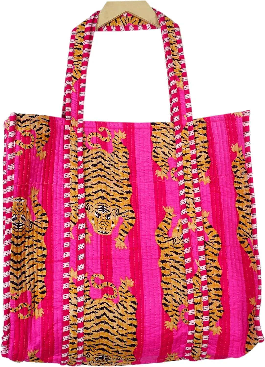 Quilted Cotton Hand printed Reversible Large multicolor cotton Tote Bag,Indian Handmade Block Printed Tote Bag Women Handbag