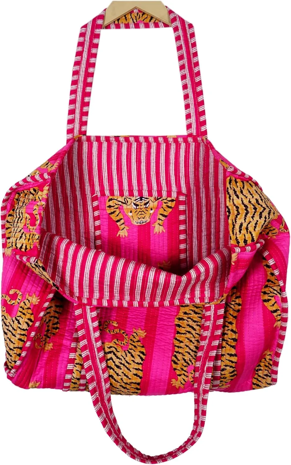 Quilted Cotton Hand printed Reversible Large multicolor cotton Tote Bag,Indian Handmade Block Printed Tote Bag Women Handbag
