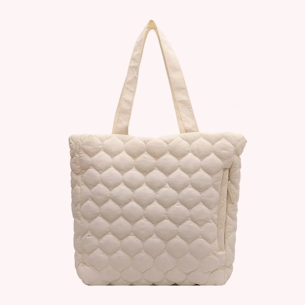 Quilted Shoulder Bag Large Capacity Winter Ladies Shopper Bag Fashion Cotton-Padded Nylon Elegant Soft Portable fo