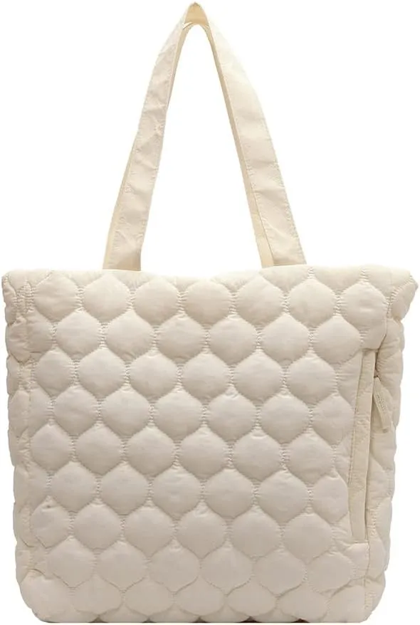 Quilted Shoulder Bag Large Capacity Winter Ladies Shopper Bag Fashion Cotton-Padded Nylon Elegant Soft Portable fo