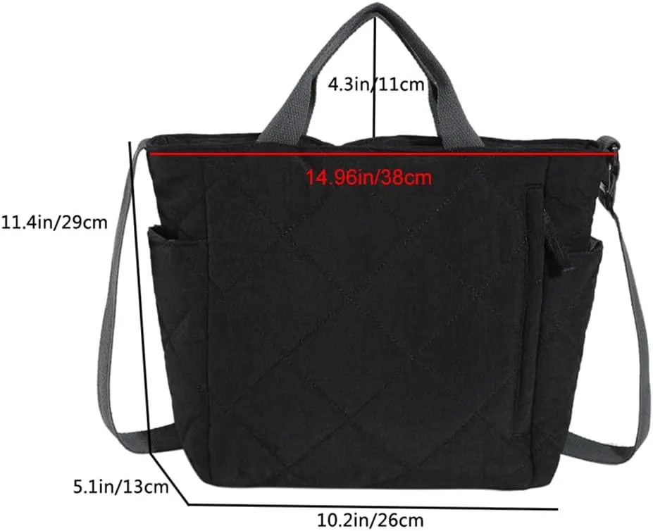 Quilted Tote Bag for Women Puffer Crossbody Bags Shoulder Handbag Large Cotton Padded Satchels for Work School