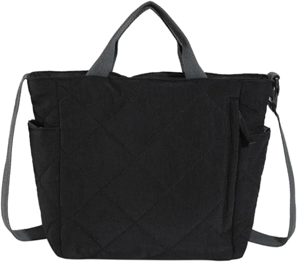 Quilted Tote Bag for Women Puffer Crossbody Bags Shoulder Handbag Large Cotton Padded Satchels for Work School