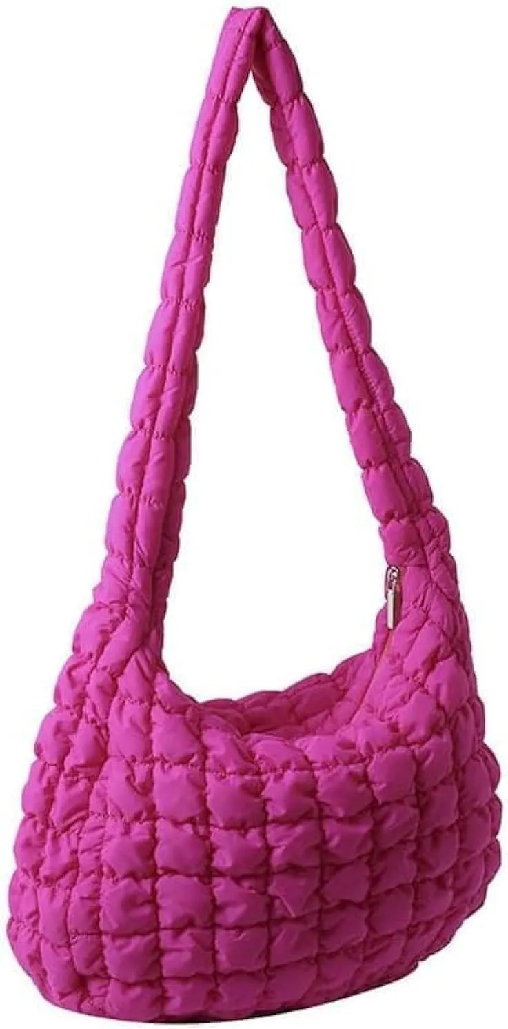Quilted Tote Puffer Crossbody Handbag Cloud Shoulder Bag for Women, Soft Padding with Zipper