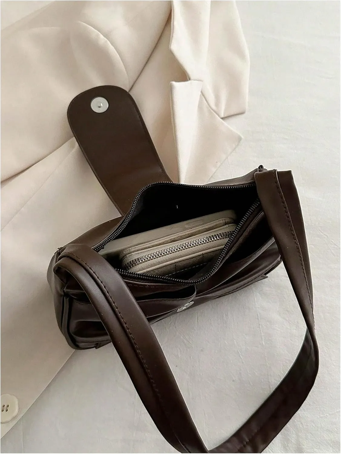 QWINEE Women's Bow Purse Y2k Shoulder Bag Coquette PU Leather Shoulder Bag Small Handbag Purses