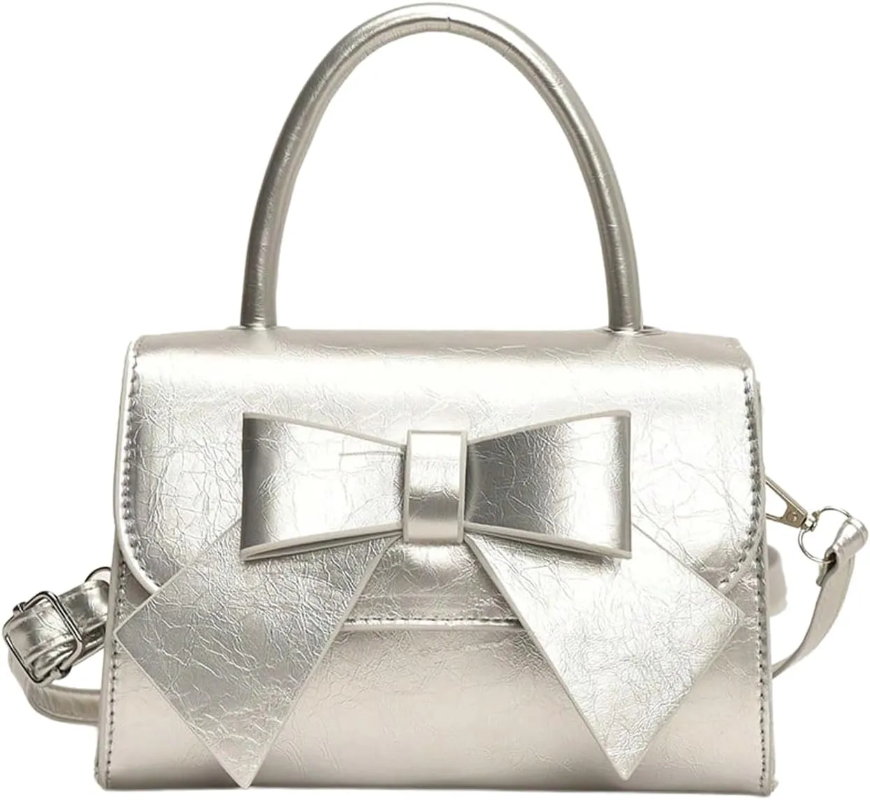 QWINEE Women's Bow Shoulder Bags Cute Handbag Clutch Crossbody Satchels Flap Magnet PU Leather Purse