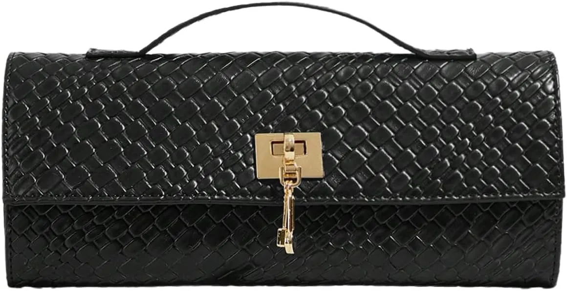 QWINEE Women's Crocodile Embossed Handbag Vintage Elegant Satchel Handbag PU Leather Evening Clutch Purses