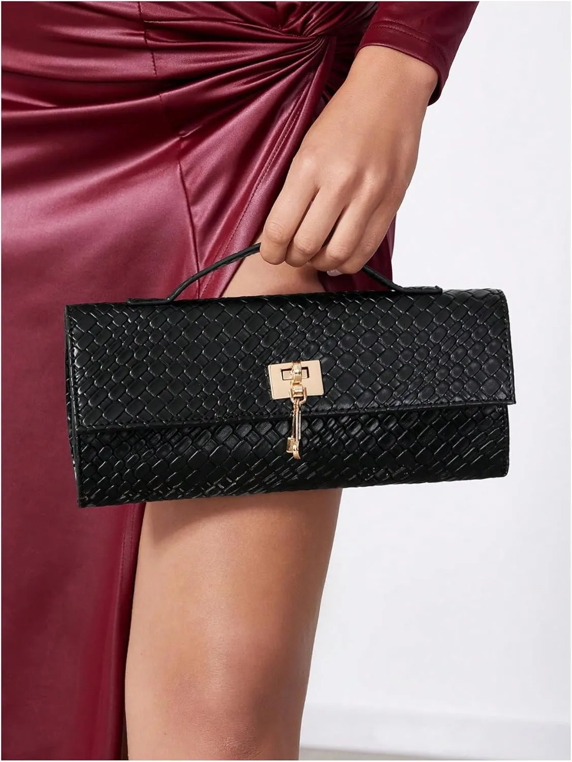 QWINEE Women's Crocodile Embossed Handbag Vintage Elegant Satchel Handbag PU Leather Evening Clutch Purses