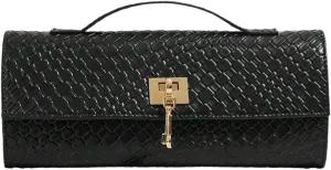 QWINEE Women's Crocodile Embossed Handbag Vintage Elegant Satchel Handbag PU Leather Evening Clutch Purses