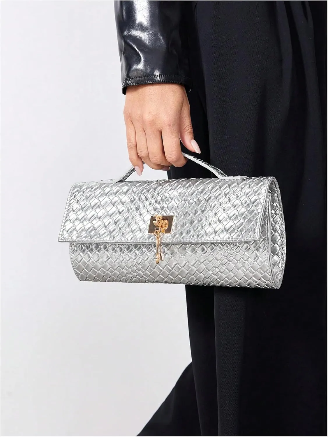 QWINEE Women's Crocodile Embossed Handbag Vintage Elegant Satchel Handbag PU Leather Evening Clutch Purses
