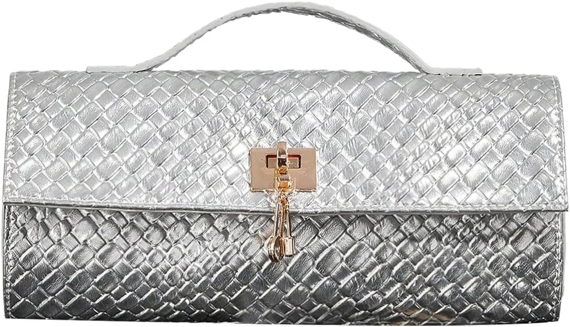 QWINEE Women's Crocodile Embossed Handbag Vintage Elegant Satchel Handbag PU Leather Evening Clutch Purses
