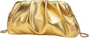 QWINEE Women's PU Leather Shoulder Clutch Purse Evening Clutch Bag Purse Small Crossbody Bag with Chain Strap