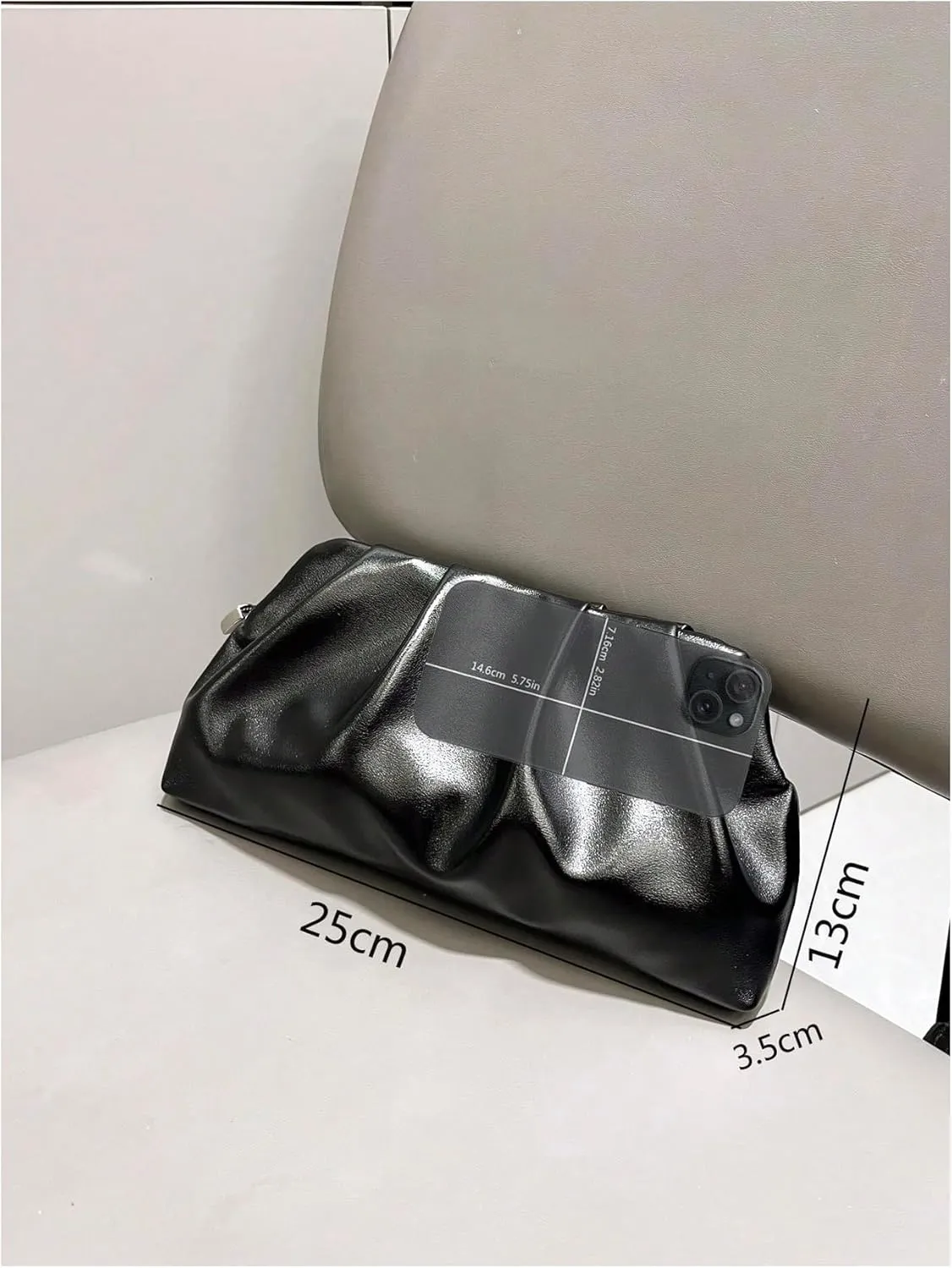 QWINEE Women's PU Leather Shoulder Clutch Purse Evening Clutch Bag Purse Small Crossbody Bag with Chain Strap