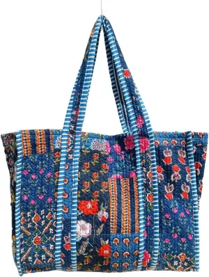 RAJBHOOMI HANDICRAFTS Women Floral Tote Hand Bag - Lightweight Travel Bag Purse Cotton Shoulder Tote Bag For Shopping Grocery & Beach Bag