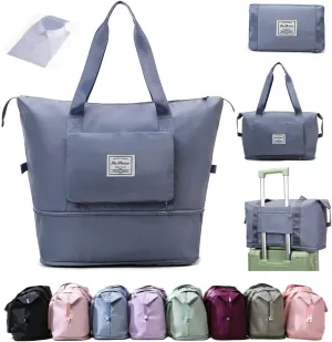 Ranslen Large Capacity Folding Travel Bag,Expansion Travel Duffel Bag with Dry and Wet Separation Portable Travel Duffel Bag